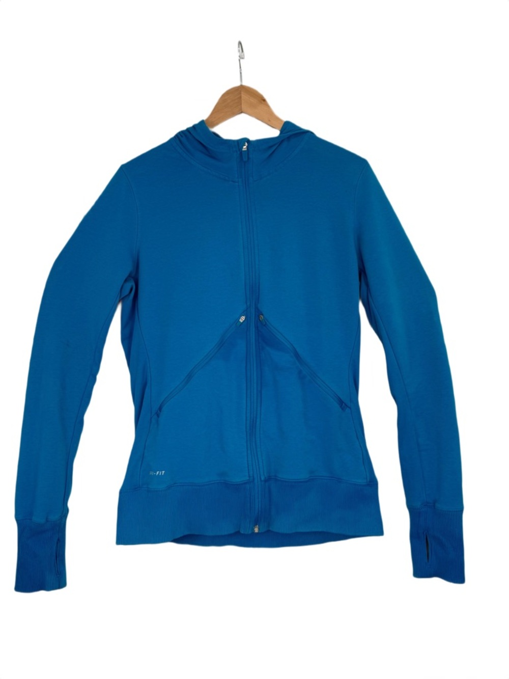 Women’s Nike Full Zip Hoodie size Large Teal Blue Fitted Modern Cut